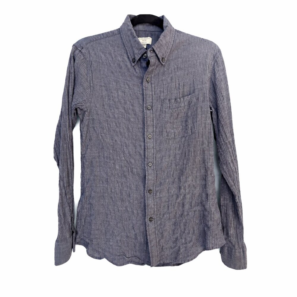 Club Monaco Men’s Blue Wrinkle Button Down Shirt Sz Small Slim Fit Casual